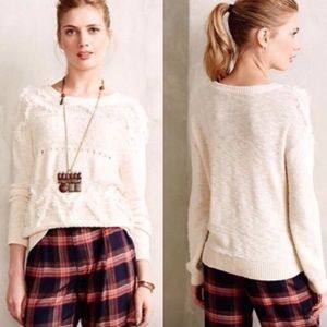Anthropologie Moth Bramble Textured Fringe Sweater